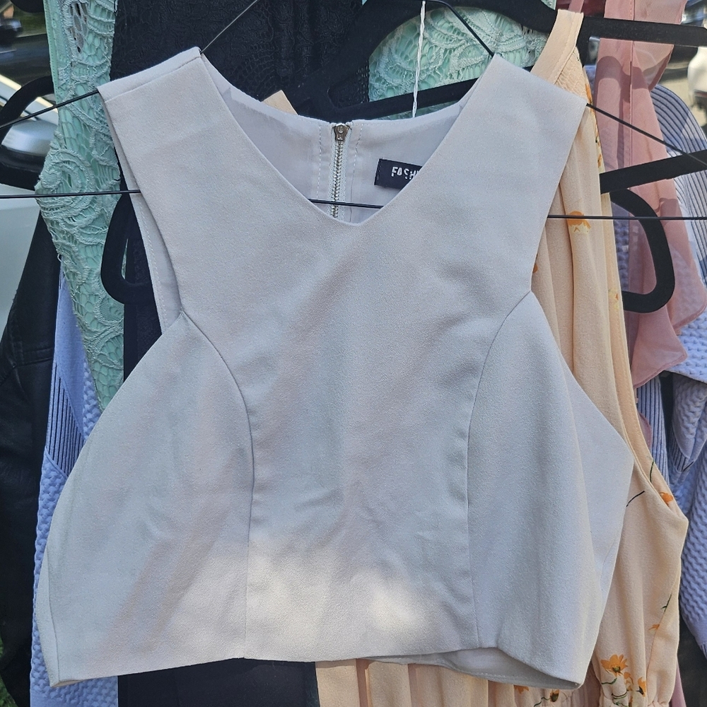 Fashion Union Cream Sleeveless Tank Top